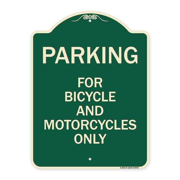 Parking for Bicycles and Motorcycles Heavy-Gauge Aluminum Sign, 24" x 18", G-1824-23448